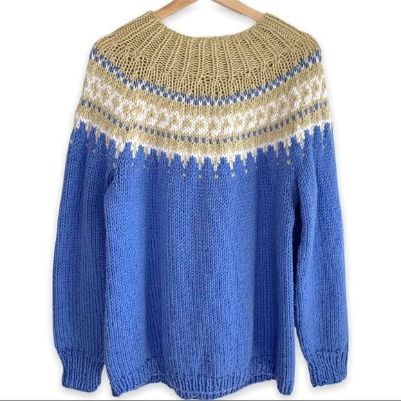 Hand KnitĀ š§¶ 100% CottonāFishermanās Fair IsleāSweater - Picture 5 of 8